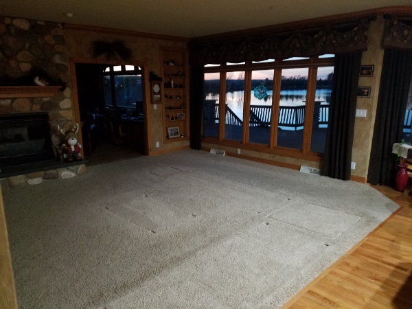 Hardwood and Carpet in Living Room