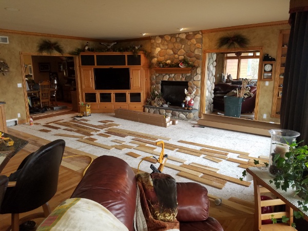 A Custom Hardwood Flooring Installation in Progress Our Hardwood Flooring Contractors Prepare for Installation