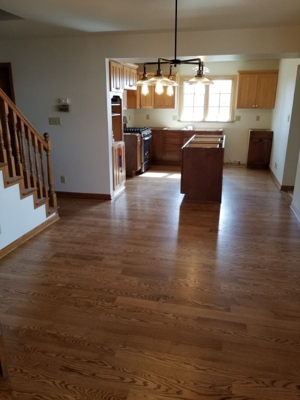 Living Room hardwood installation by Wisconsin's Wood Flooring Contractors