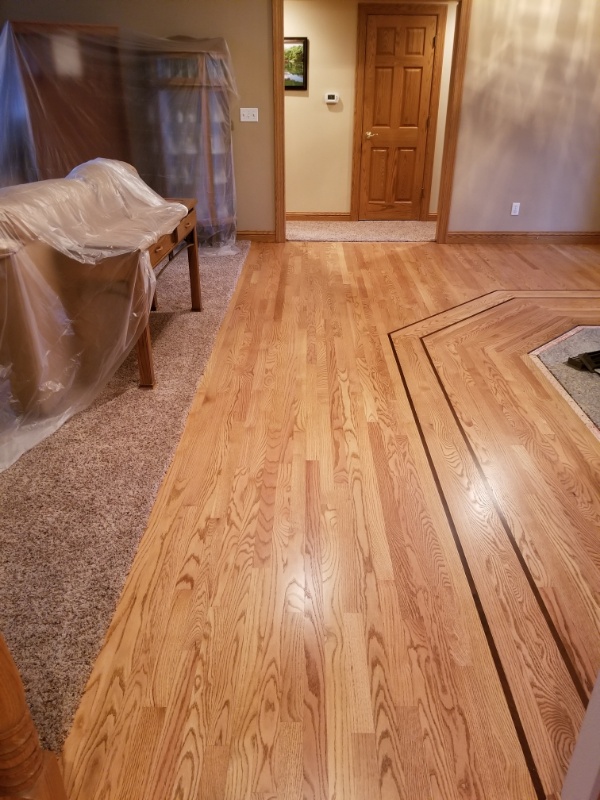 Custom wood floor details in living room floors in Wisconsin
