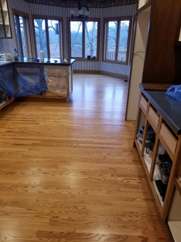 Finished Artisan Hardwood Floor Hardwood Kitchen Floor Installed by Wisconsin's Wood Flooring Contractors