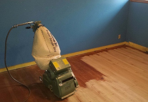 Wood Floor Being Refinished